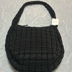 Urban Outfitters Quilted Tote Bag Puffer Hobo Purse Crossbody Black NWT